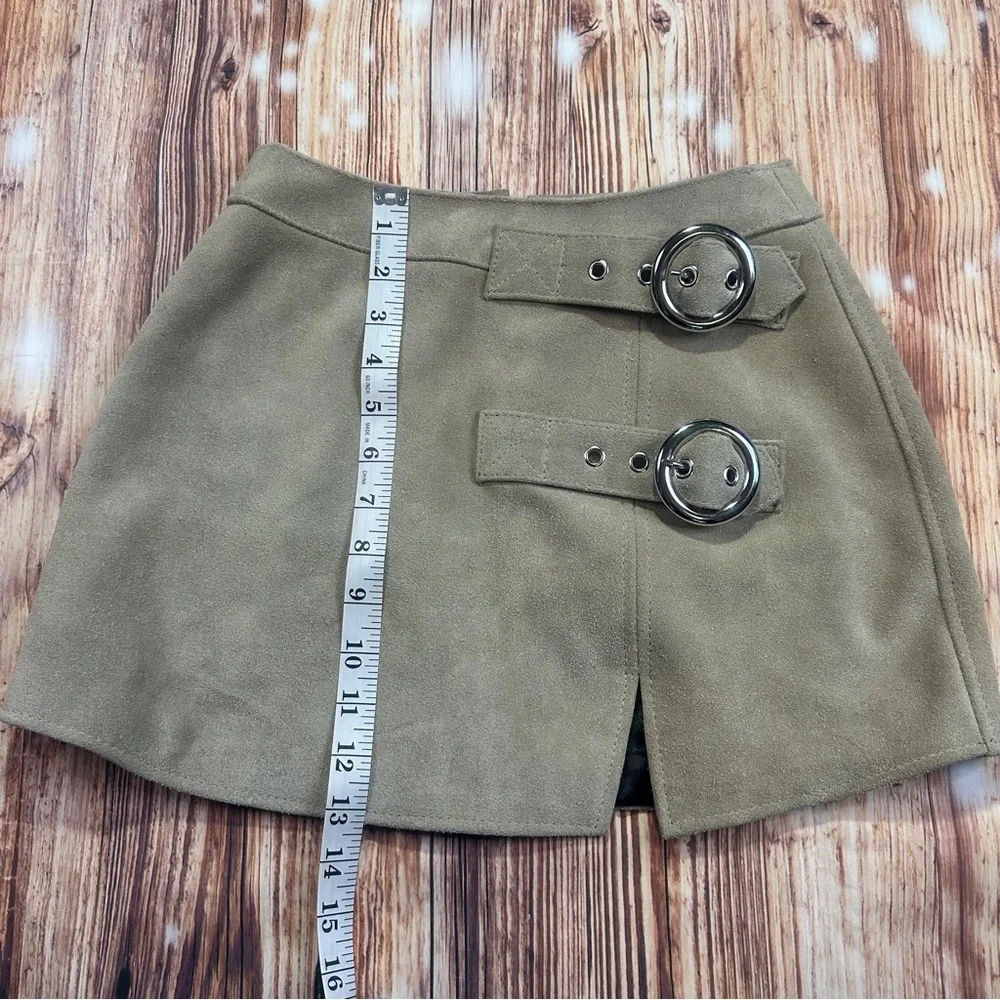 Free People Understated Leather Suede Buckle Mini Skirt Size XS
